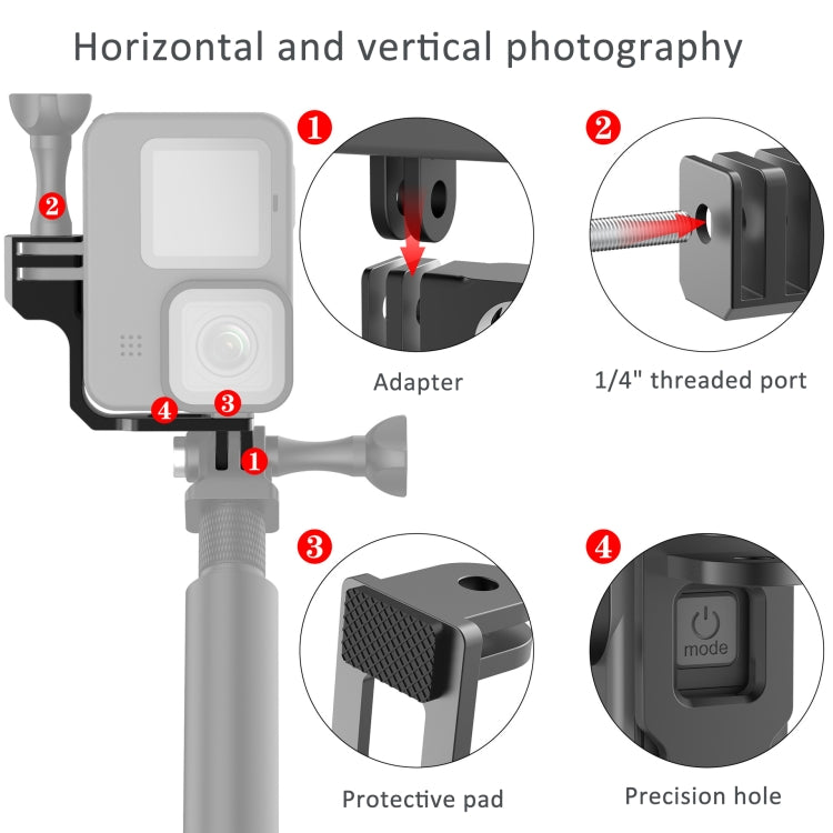 Universal  Vertical Shooting Centering Arm Bracket For Action Camera, Only Bracket AL19A, With 2pcs Long Screw AL19A